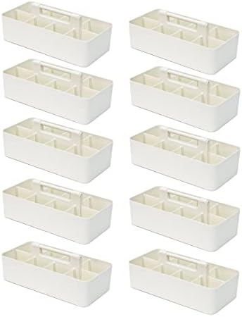 -Large Portable Caddy, DIY Dividers, 8 Compartments, School Office Supplies Home Business Organizer,Portable Basket with Handle Storage Organizer Modern Made in USA (10 PACK, Ivory) by EnjoyOrganizer