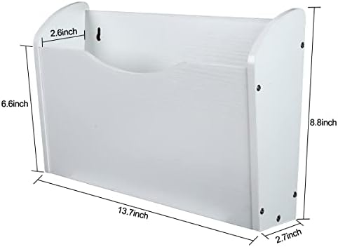 PAG-Mass Wall File Holder Wall Mounted Wood Hanging File Organizer for Office, 2 Pockets, White - Image 4