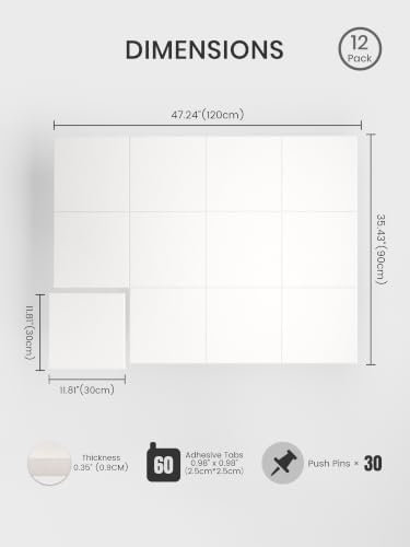 Bumusty 48"x 36" Large Felt Bulletin Board Tiles, Milky White - Image 2