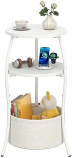 sthemc 3-Tier Small Round End Table Livingroom with Basket for Small Places by Unknown