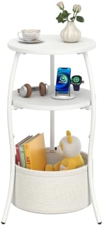 sthemc 3-Tier Small Round End Table Livingroom with Basket for Small Places by Unknown