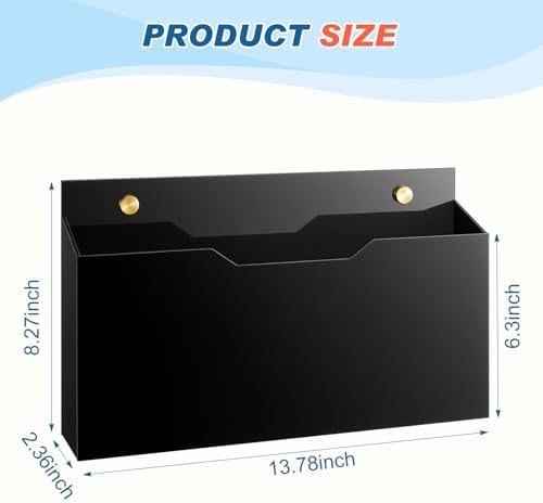 Feifeiya 1 Pcs Black Acrylic File Holder Wall Mount, 14"x8.3"x2.4" - Image 2