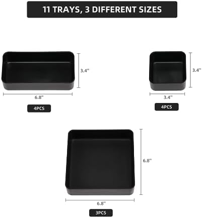 11-Piece Stackable Drawer Organizer Set, Multi-size Desk Drawer Organizer Trays Vanity Storage Bins for Storing Makeup, Stationery, Utensils in Bathroom Dresser, Office and Kitchen - Image 6