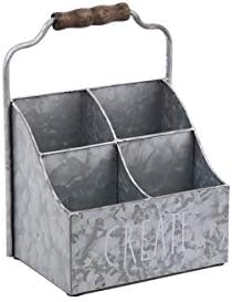 Rae Dunn Desktop Organizer – 4 Compartment Galvanized Steel Table Top Caddy, Stationary Holder – Decorative Storage for Cosmetics, Home and Office Supplies – “Create” Print- Rae Dunn by Designstyles - Image 2