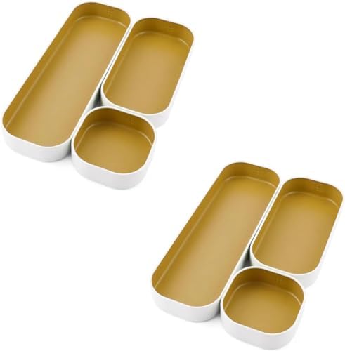 Three by Three Seattle Metal Drawer Organizer Tray Set, 6-Pc, 1" (Gold) - Image 5