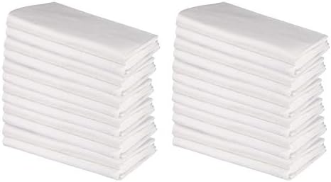 DG Collections 100% Cotton Flour Sack Towels – 24 Pack, 27x27 Inches, White, Lint-Free, Pre-Washed, Hemmed Edges – Reusable Kitchen Towels for Cleaning, Embroidery, Printing & Crafts - White by DGCollections
