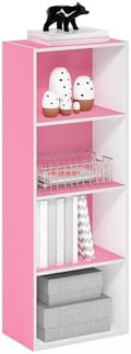 Furinno LUDER 4-Tier Book Shelf, Open Shelves Bookshelf, Pink/White by Furinno-FitsYourSpaceFitsYourBudget