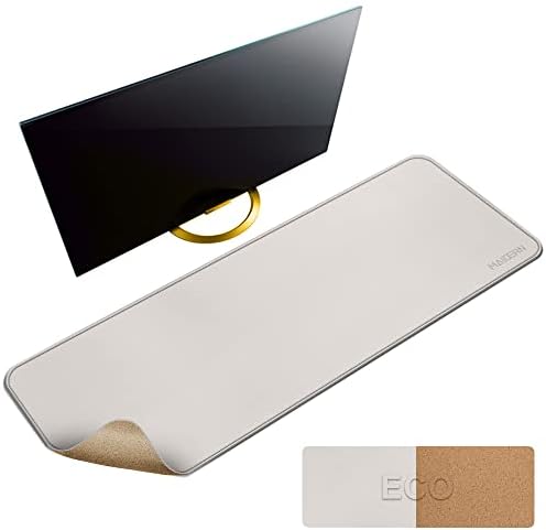MAIDERN 47.2" x 15.7" Cork & Leather Desk Pad, Large XXL Mat, Full Mouse Pad, Dual Sided Protector for Gaming Home Office (Cream) by Maidern