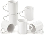 Pickmesh 10oz White Blank Sublimation Mugs Set of 6, Heart Handle by Pickmesh