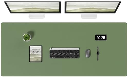 Aothia Leather Desk Pad Protector, Office Desk Mat, Large Mouse Pad, Laptop Desk Pad, Non-Slip PU Leather Desk Blotter, Waterproof Desk Writing Pad for Office and Home (Olive Green, 55" x 24") by AothiaSimpleNaturalUnique