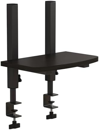 Adjustable Clamp-On Monitor Riser for Desk, Height Adjustable Monitor Stand with Space-Saving Design, Black MDF Shelf for Home Office, Workstation, and Study Setup (Black) by Unknown