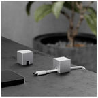 (2 PCS - Silver) Metal Cord Holder, Weighted Cable Organizer or Management, Heavy Wire Keeper for Nightstand, Bedside Table, Desk - N2U Cube Cords Strap for Phone USB-C, Lightning Charger Cables by Unknown