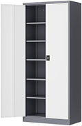 Fesbos Metal Storage Cabinet-71” Tall Steel File Cabinets with Lockable Doors and Adjustable Shelves-Gray&White Steel Storage Cabinet for Home,Kitchen, School, Office, Garage by Fesbos