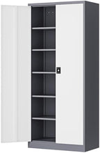 Fesbos Metal Storage Cabinet-71” Tall Steel File Cabinets with Lockable Doors and Adjustable Shelves-Gray&White Steel Storage Cabinet for Home,Kitchen, School, Office, Garage by Fesbos