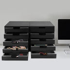 Wooden Desktop Drawer Organizer,with 10 Drawers,Tabletop Storage Cabinet Box Drawers,Modern Desk Craft Organization for Home,Office,Bedroom,Compact Size 24.8x17cm (Black) - Image 2