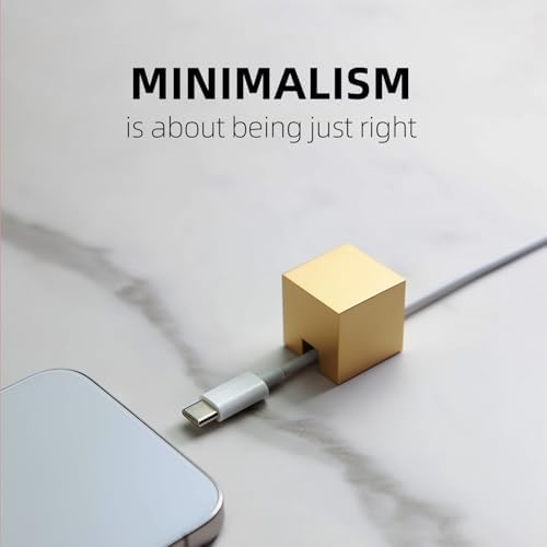 (2 PCS - Silver) Metal Cord Holder, Weighted Cable Organizer or Management, Heavy Wire Keeper for Nightstand, Bedside Table, Desk - N2U Cube Cords Strap for Phone USB-C, Lightning Charger Cables - Image 4