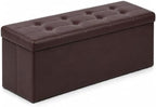 ALASDO 43 Inch Folding Storage Ottoman Bench with Hidden Storage, PU Leather Ottoman Foot Rest Stool, End of Bed Bench for Bedroom, Living Room, Entryway and Closet, Brown by ALASDO