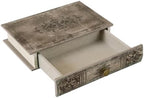 Vintage Book-Shaped Storage Box with Drawer, Distressed Vintage Brown Faux Leather Finish and Gothic Medallion Motif, Decorative Hidden Organizer for Home or Office 9.5″ x 6.7″ x 2″ by XIAOAIKA
