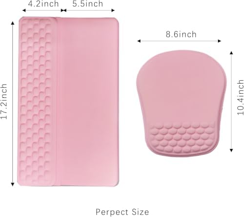 Keyboard Wrist Rest -Ergonomic Keyboard Stand with Wrist Rest- with Carpal Tunnel Pain Relief Massage Bumps and Full Memory Gel Design - Ideal Frequent Computer (Pink) - Image 2