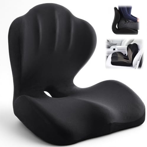 Chumia Ergonomic Seat Cushion Back Support for Office Chair Car, Black by Chumia