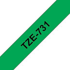 Brother TZe-731 Labelling Tape Cassette, Black on Green, 12 mm (W) x 8 m (L), Laminated, Brother Genuine Supplies - Image 2