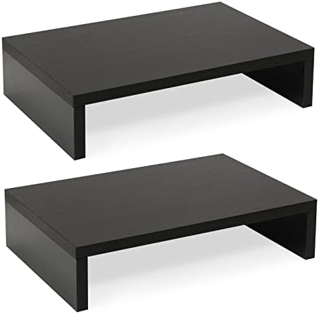 TEAMIX 2-Pack Wood Monitor Stand Riser for Desk , Black by TEAMIX