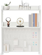 Desk Organizer Shelf with Pegboard, Multipurpose Clamp On Countertop Hutch Bookshelf, Desktop Bookshelf Storage Shelves for Home Office Dorm by BILPIKOGoo
