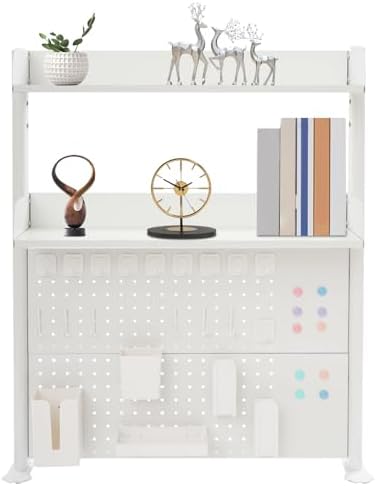 Desk Organizer Shelf with Pegboard, Multipurpose Clamp On Countertop Hutch Bookshelf, Desktop Bookshelf Storage Shelves for Home Office Dorm by BILPIKOGoo