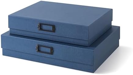Soul & Lane - Legal Size Document Storage Boxes with Lids, Set of 2, Blue by SoulLane