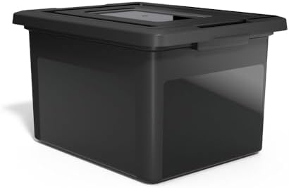 STAPLES Plastic File Box with Snap Lid, Letter/Legal Size, Black, 2/Pk by Staples
