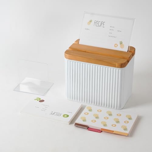 Vertical Stripe Embossed Recipe Box with 4x6 Cards & Dividers - Image 7