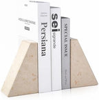 Karibiber Marble Bookends for Heavy Books, Decorative Book Ends for Shelves, Beige Stone Durable and Heavy-Duty Book Ends for Hardback Books & CDS, Unique Book Stopper & Holder, Set of 2 - Image 6