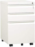 DEVAISE 3 Drawer Mobile File Cabinet with Lock, Under Desk Metal Filing Cabinet for Home Office/Legal/Letter/A4 File, Fully Assembled Except Wheels, White by DEVAISE
