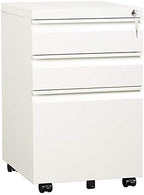DEVAISE 3 Drawer Mobile File Cabinet with Lock, Under Desk Metal Filing Cabinet for Home Office/Legal/Letter/A4 File, Fully Assembled Except Wheels, White by DEVAISE