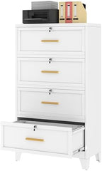 Ckzbx Metal 4 Drawers Locker Storage Organizer, 60.6" H Drawer Chest, Closet Organizers for Living Room, Hallway, Closet, White by Ckzbx