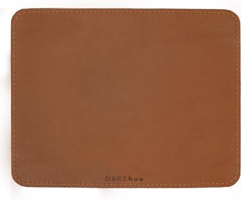 Full-Grain Leather Mouse Pad - Genuine Leather Mouse Mat with Non-Slip Backing, 3mm Thick, Smooth Mouse Glide, Desk Accessory for Office, Work & Gaming (Toffee Tan Brown, Large 11.8 x 9.8 in) by DAREhue