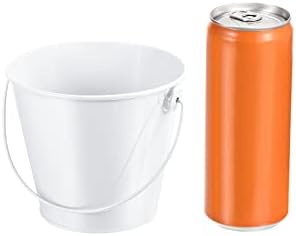 PATIKIL 4.7 Inch Colored Metal Buckets, 4 Pack Pencil Holder Buckets Round Metal Planter Pails Container with Handles for Classroom Crafts, White - Image 3