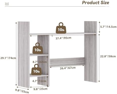 FTZxHKLX 37.4’’ Desktop Bookshelf, 4-Tier Desk Hutch for Computer Monitor - Image 2
