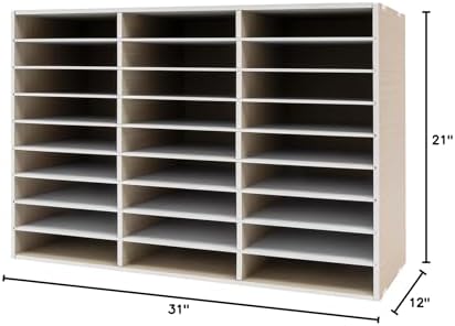 Literature Organizer 27 Slots Compartments Desktop File Sorter Mail Center Paper Storage Cabinet Home & Office Mailbox School Classroom Keepers (Grey) - Image 3