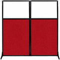 Versare Workstation Partition | Portable Wall Divider | Modern Office Cubicle | Free Standing Privacy Screen | Flexible Work Space | 66" x 70" W/Window, Red Fabric Panels by VERSARE