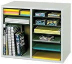 Safco Literature Organizer, 12 Compartments, Office and Classroom Mailbox with Adjustable Shelves, Wood Paper and Mail Sorter, Gray by SafcoProducts