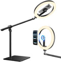 LUXSURE Ring Light with Magnetic Phone Holder, Overhead Phone Mount with 10" Selfie Light Phone Tripod with Ring Light and Remote, Phone Stand with Light for Video Recording by LUXSURE