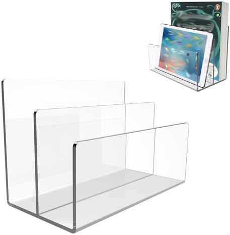 Boloyo Acrylic File Holder,2PC 2 Sections Clear File Organizer Mail Letter Sorter Desktop Folder Holder for Home Office School Envelope Bill Filling Paper Document by BoloyoAcrylicDisplayEasel