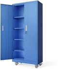 VINGLI Rolling Metal Storage Cabinet with Adjustable Shelves, 71'' Tall Garage Storage Cabinet with Wheels, Locking Tool Cabinets for Home Office Garage Gym School (Blue) by VINGLI