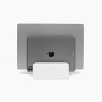 Raico Verical Laptop Stand MacBook Walnut Wood Dual Laptop Vertical Setup Holder Stand (Matte White, Dual Slot | Adjustable) by RAICO