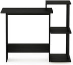 Furinno Efficient 29-Inch Black Computer Desk with Side Shelves, Gaming Desk with 3 Open Shelves, Home Office Desk, for Home Office, Study Room, Dorm, Bedroom, Dark Americano - Image 6