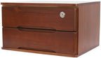 Wood Desk Organizer with 2 Drawers, Lockable Desktop Countertop Storage Cabinet for Home Office Supplies File Tabletop Organizing Unit (Dark Brown) by iSamLam