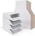 EXYGLO 30 Pack Stackable Cardboard Desk Organizer Trays, Desktop Letter Tray for Document File Mail Storage, White, 12x9x3 Inch by EXYGLO