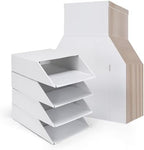 EXYGLO 30 Pack Stackable Cardboard Desk Organizer Trays, Desktop Letter Tray for Document File Mail Storage, White, 12x9x3 Inch by EXYGLO