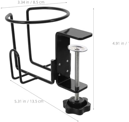 NOLITOY Desk Cup Holder Clamp on Mount with Anti Spill Design, 2-in-1 Under Desk Headphone Hanger and Coffee Mug Stand, Iron Material with Space-Saving Vertical Structure, Secure Clamp - Image 2
